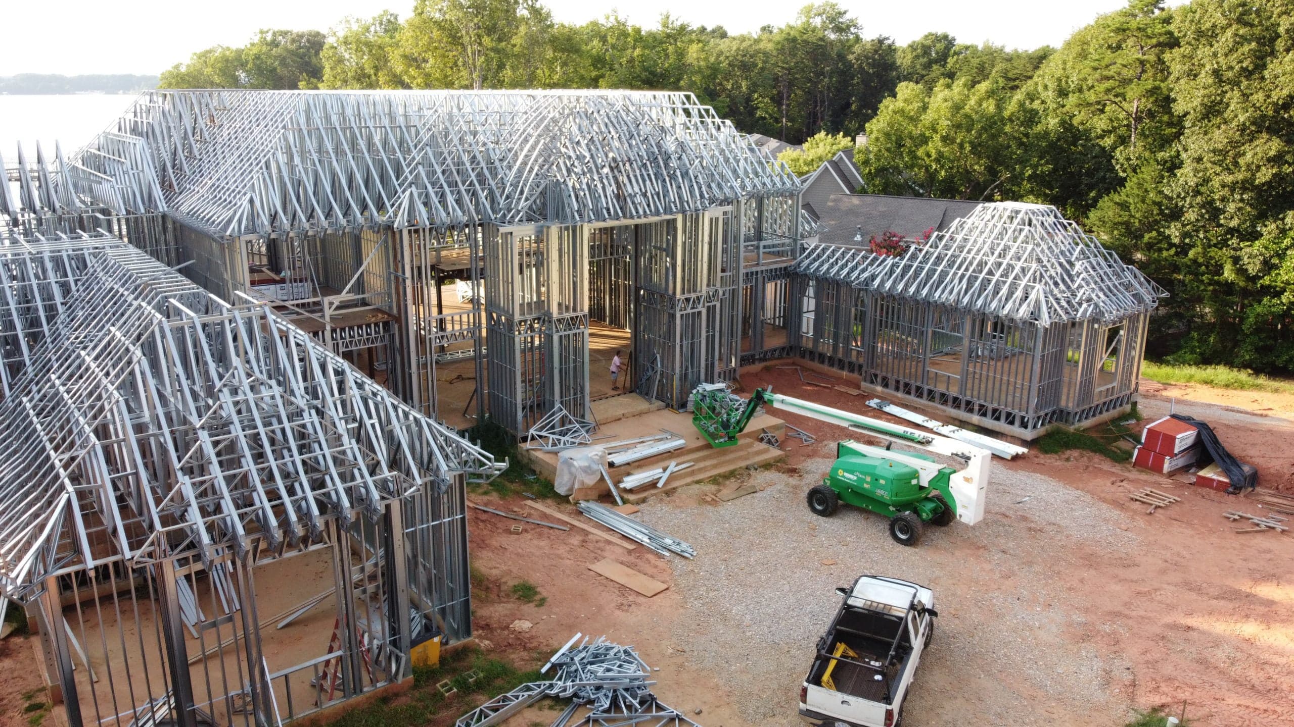 Large light gauge steel structure at build site