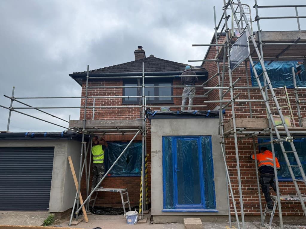 Modular steel panel extension system raised on adjustable supports