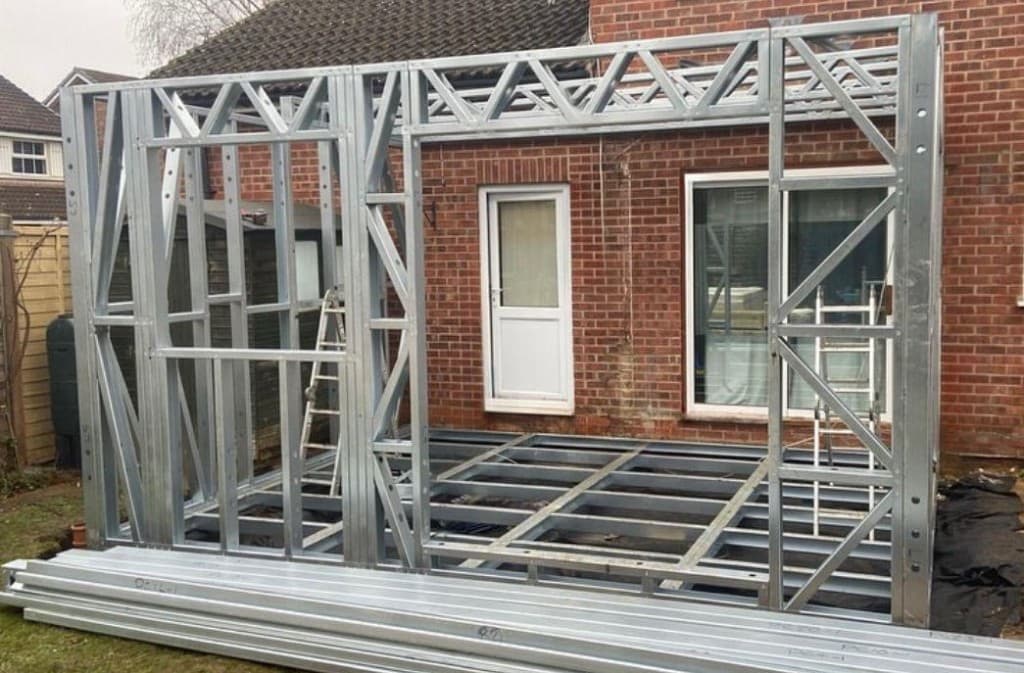 Home extension clad in Glasroc sheathing boards during construction